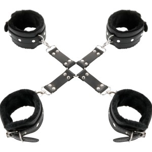 Darkness Leather Handcuffs For Foot And Hands Black
