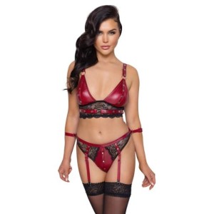 Bra Set Bondage Red & Black