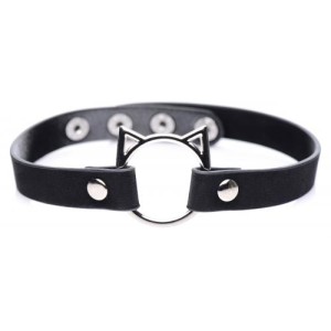 Kinky Kitty Ring Slim Choker Black