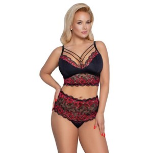 Bra And Slip Set Black & Red