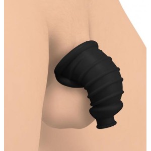 Red Chamber Silicone Cock Cage Black