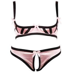 Set Of Rose Satin With Black Details