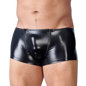 Wet Look Mens Zippered Boxers