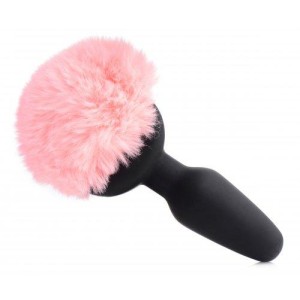 Vibrating Anal Plug With Bunny Tail Pink