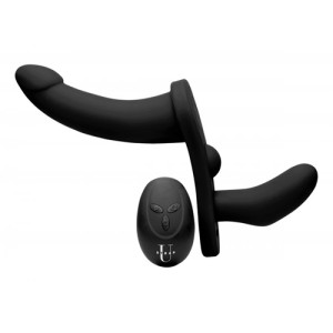 Double Take Vibrating Double Strap-on Black