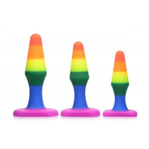 Rainbow Silicone 3-piece Anal Plug Set