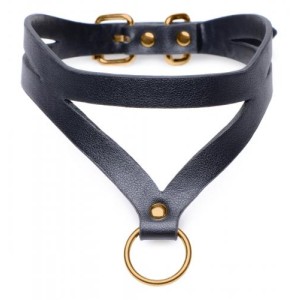 Bondage Baddie Collar With O-ring Black/gold