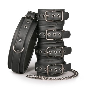 Fetish Set With Collar, Ankle- And Wrist Cuffs