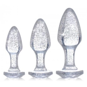 Shimmering Gem Anal Plug Set Silver