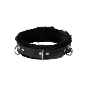 Strict Leather Narrow Fur Lined Locking Collar