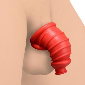 Red Chamber Silicone Cock Cage Red