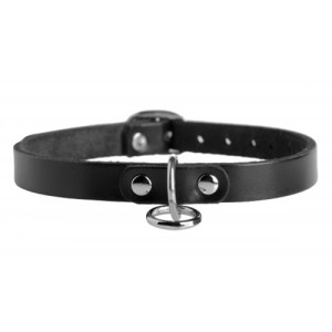 Unisex Leather Choker With O-ring