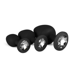 Silicone Buttplug Set With Diamond Black