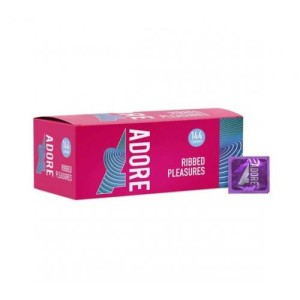 Adore Ribbed Pleasure Condoms 144 Pcs
