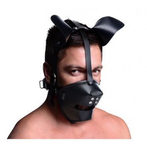 Puppy Play Mask With Ball Gag Black