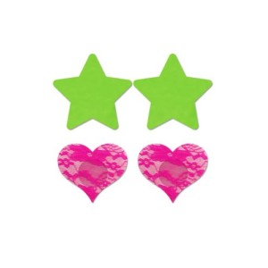 Nipple Stickers Star & Heart 2 Pieces Neon Green/neon Pink