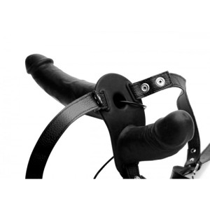 Power Pegger Double Strap-on Vibrator Black