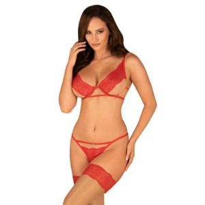Mellania Bra Set With Sexy Thong Red