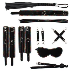 Set Of Bdsm Accessories Rainbow Lines Bondage Kit 7 Pieces