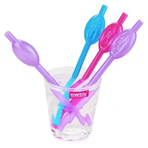 Cocktail Tubes In The Shape Of Labia Original Pussy Straws Purple, 9pcs