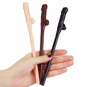 Original Willy Straws Brown Straws Set In The Shape Of A Penis, 9 Pcs