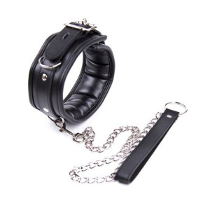 Soft Black Bdsm Collar With Leash Premium Locking Collars