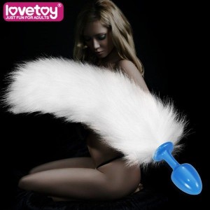 Butt Plug With White Tail Luxury Metal Anal Tail Blue