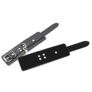 Tied Handcuffs In Black Adjustable Leather Cuffs