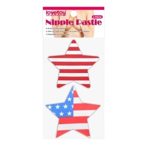 Stars And Stripes Nipple Pasties, 2 Pairs, Bright White & Red Stripes & Stars