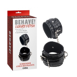 Surrender Ankle Restraints Black Lacquered Chain Cuffs