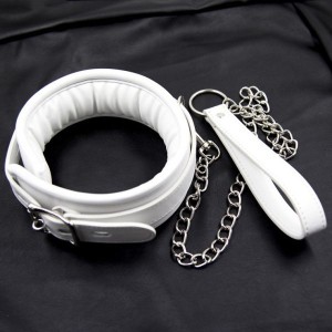 Soft White Bdsm Collar With Leash Premium Locking Collars