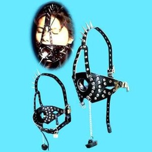 Unique Muzzle With Plug And Spikes Nails Harness Gag