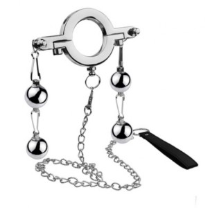 Cock Ring With Double Weight Ball And Leash