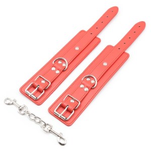 Red Leather Multi-studded Shackles