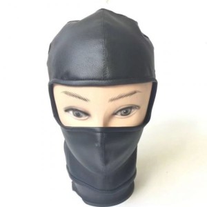 Faux Leather Face Mask With Open Eyes Black