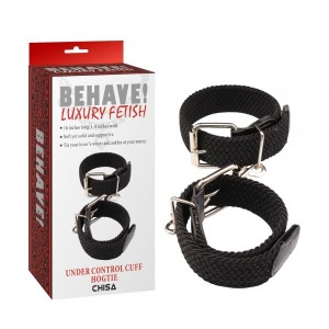 Black Handcuffs With Clasps Under Control Cuff Hogtie