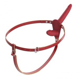 Red Strapon For Women With Two Dildos Lesbian Briefs