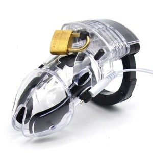 Male Chastity Belt Electro-sex Estim Male Chastity Cage Transparent