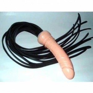 Black Whip With Phallus Flesh Dildo Whip