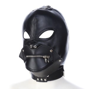 Removable Zipper Mask Black Leather Mask With Eye Holes And Zipper