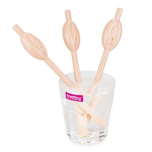 Cocktail Tubes In The Shape Of Labia Original Pussy Straws Flesh, 9pcs
