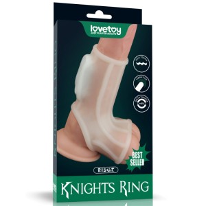 Vibrating Ridge Knights Ring With Scrotum Sleeve