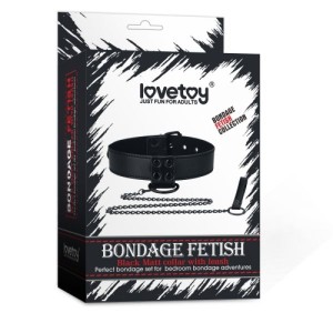 Bondage Fetish Black Matt Collar With Leash