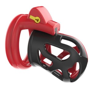 Male Chastity Belt Black-red With Lock Q228