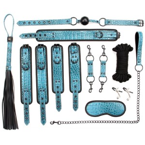 Set Of Attributes For Bdsm Games Blue Bondage Kit 8 Pieces
