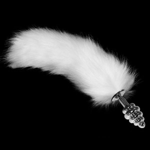 Butt Plug With Fluffy White Tail Gorgeous Metal Anal Tail Silver