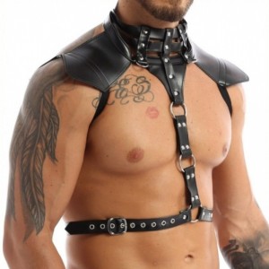 Black Mens Belt Mens Faux Leather Halter