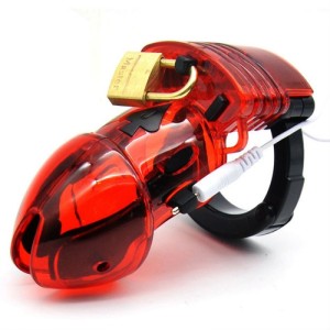 Male Chastity Belt Electro-sex Estim Male Chastity Cage Red