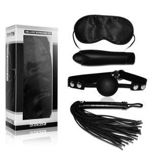 Set For Sexual Bdsm Games Deluxe Bondage Kit (mask, Vibrator, Gag, Whip)