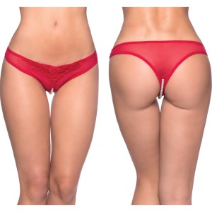 Paradise Crotchless Pearl Thong-red 3x/4x